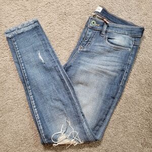 Low Rise Distressed Skinny Jeans - Size 7